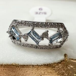 Bomb Party Maze Of Sparkle Blue Zircon Spinel Ring Size 9 RBP5762 NWT